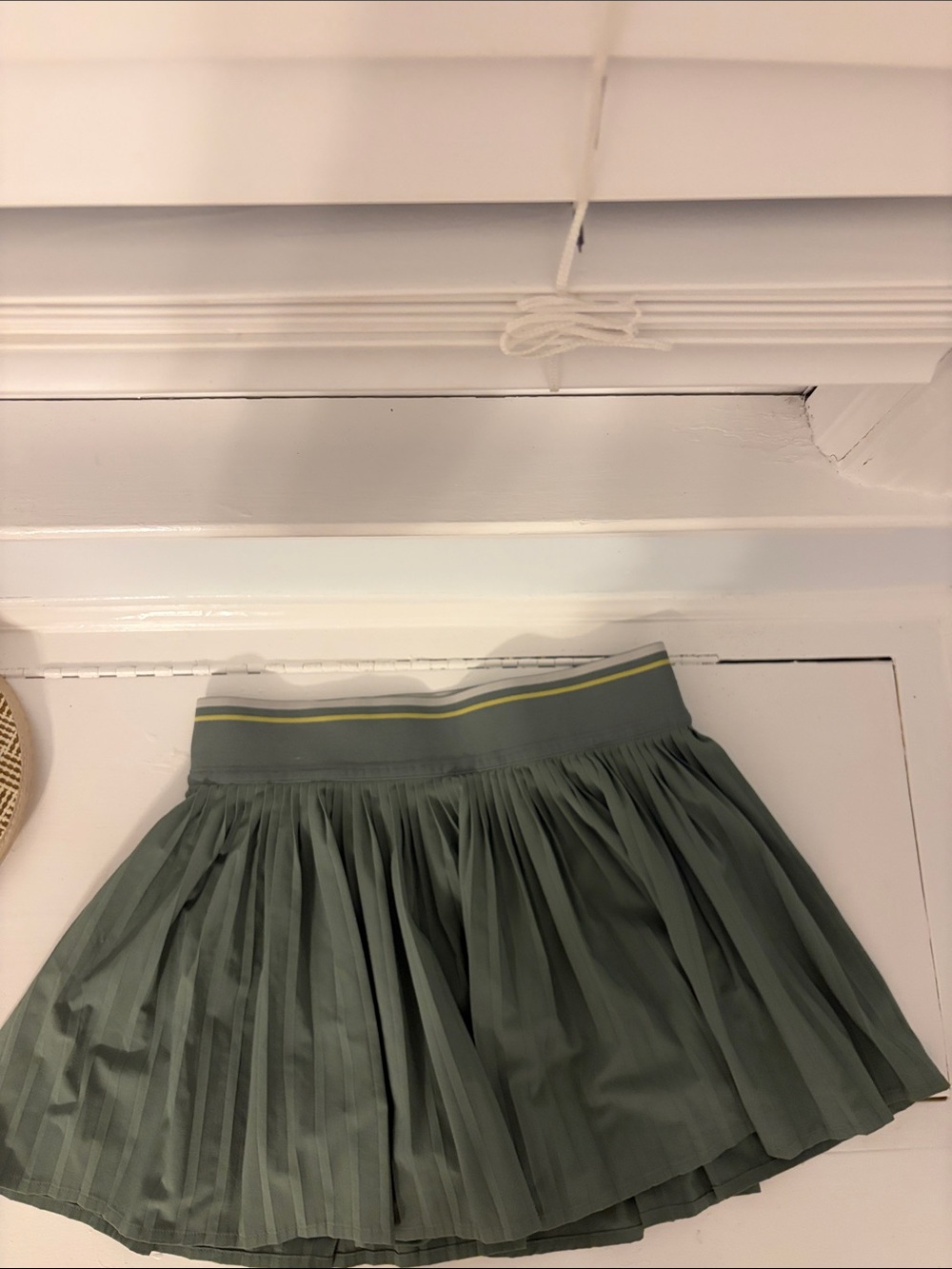 lululemon athletica Olive Green Pleated Skater Skirt with Waist Stripe